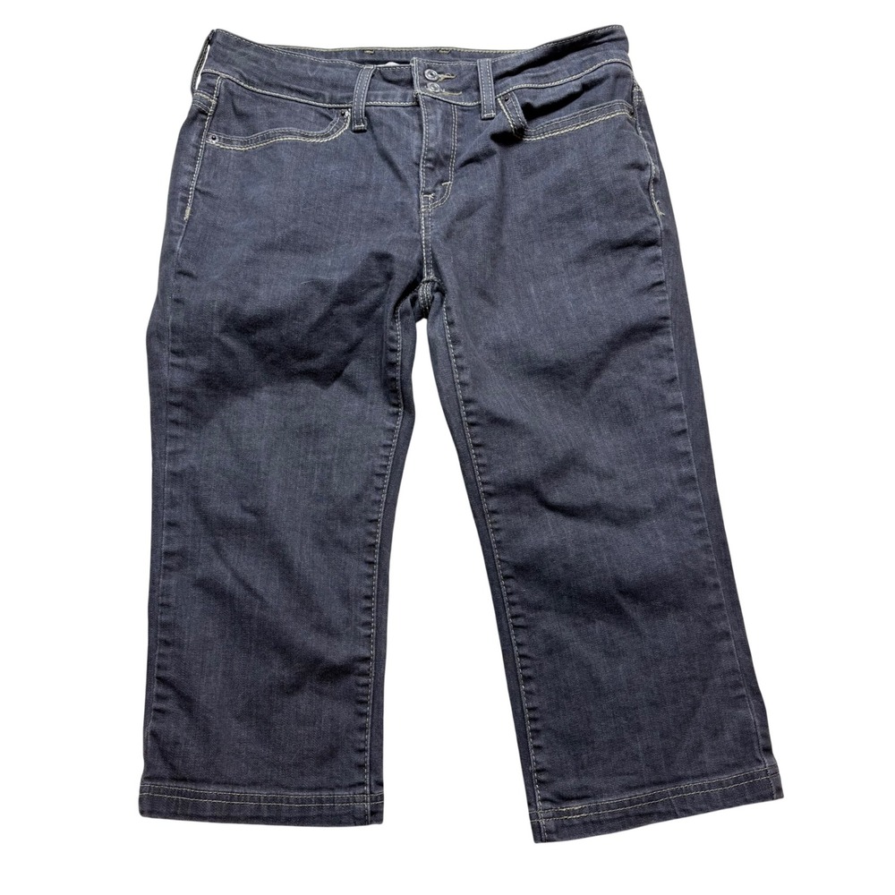 Levis San Francisco Womens Size 8 Dark Wash Grey Denim Cropped Capri Jeans #408